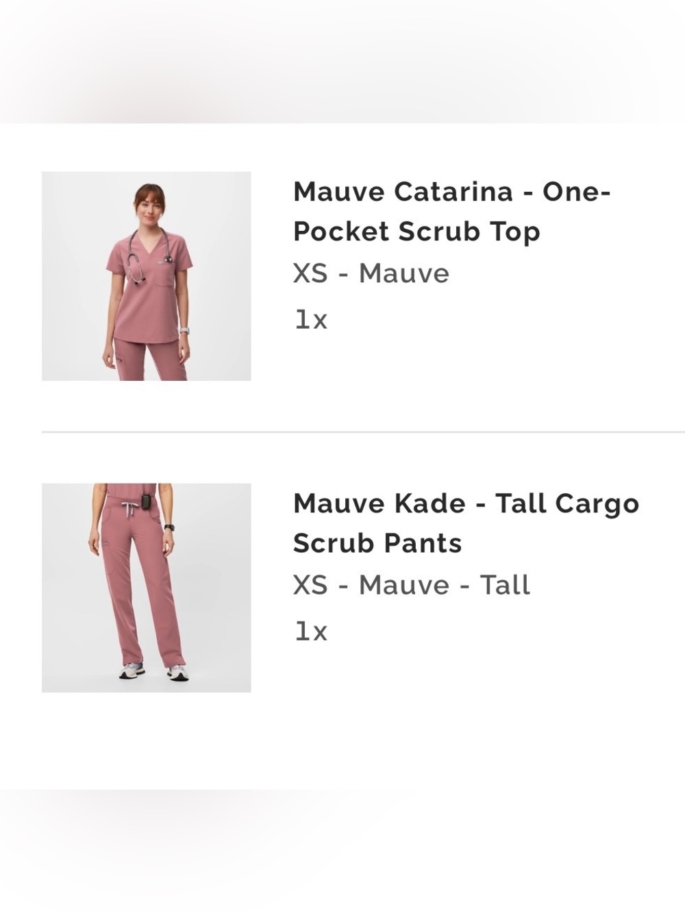 FIGS Women’s Mauve Scrub Set - Catarina XS and Kade XS Tall - Picture 5 of 5